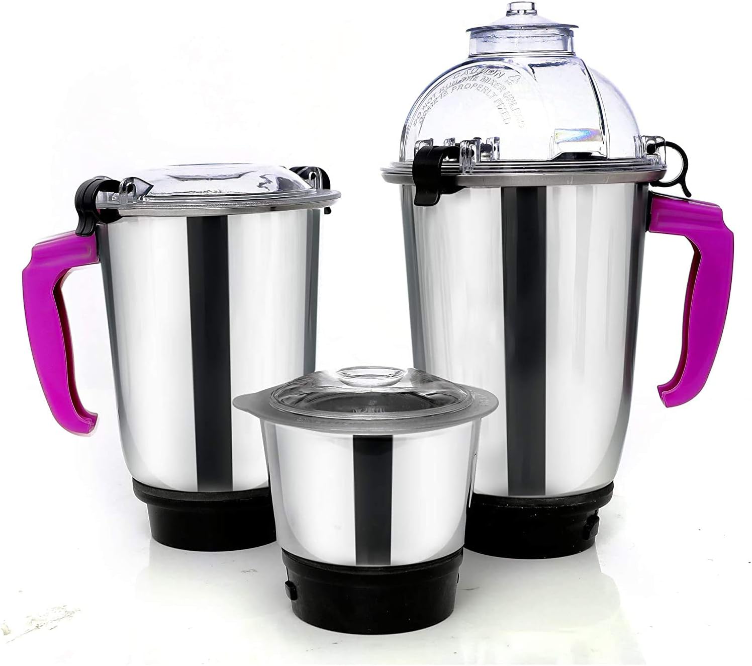 Three stainless steel jars of different sizes for the Impex BL-315A