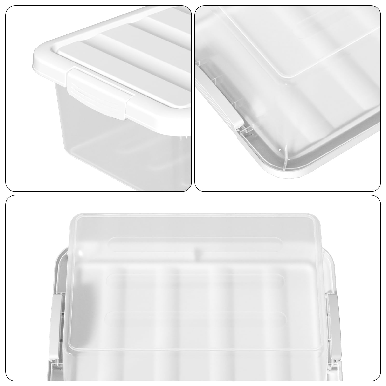 15 L Groß Aufbewahrungsbox Kisten Plastik mit Deckel, Kunststoff, Weiß, 2 Stück