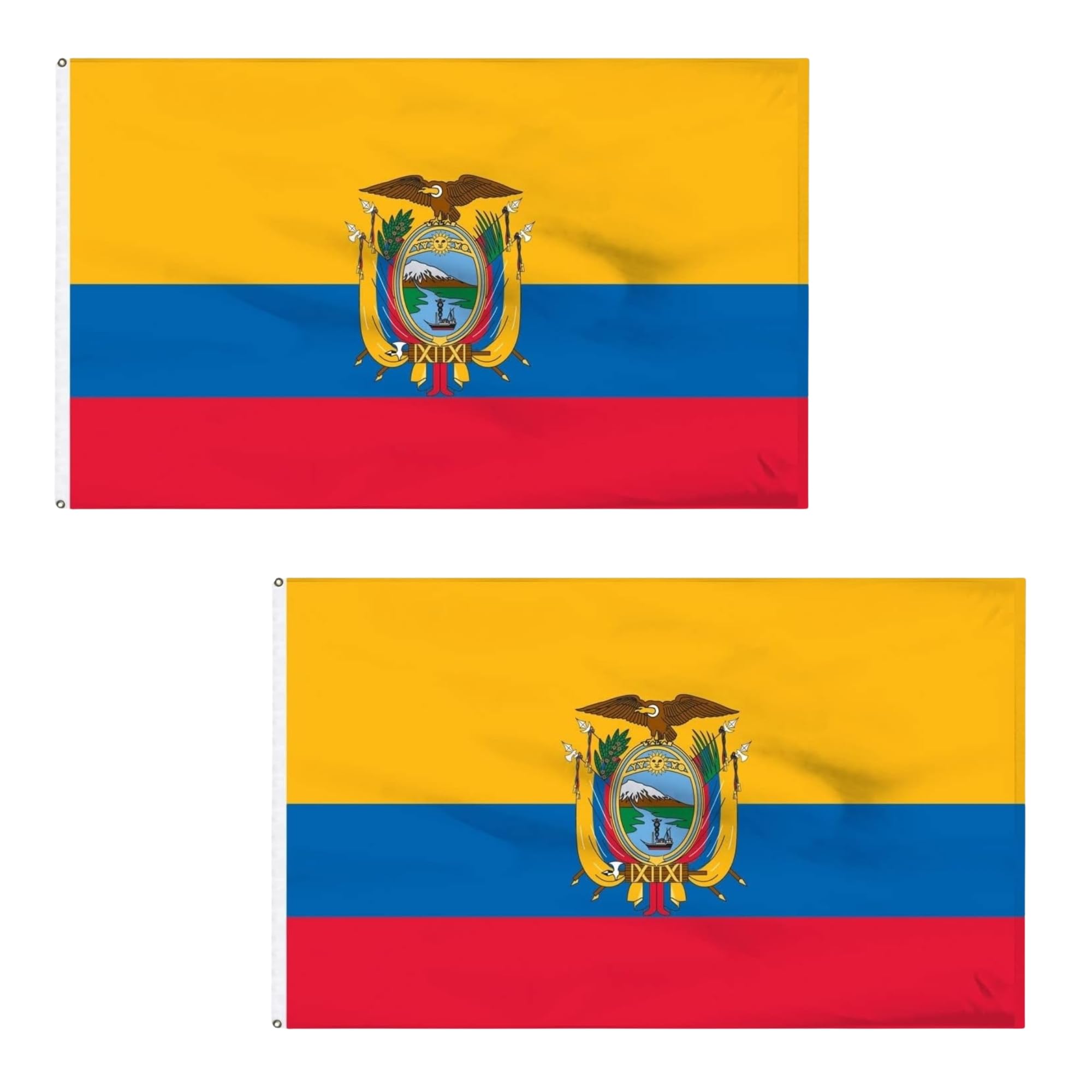 2 Pcs Ecuador Flag 5ft x 3ft with Brass Eyelets – Polyester Ecuadorian Flag Banner for Football Matches, Fan Support, Home & Garden Display — image 1