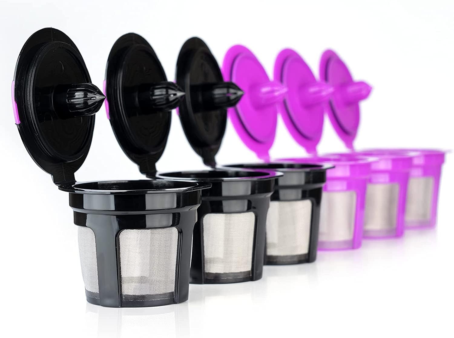 Reusable Coffee Filter Capsules for Keur*g Refillable K Cupsules 2.0 1.0 Small Coffee Pod Single Reuable Coffee Capsules (black/6)