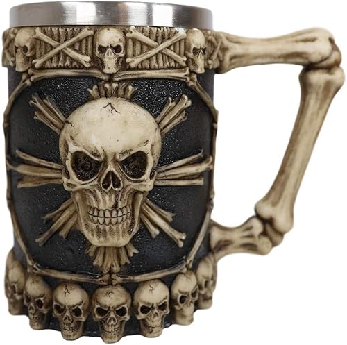 Ebros Gift Gran taza de café con diseño de ron pirata pirata y huesos cruzados, diseño de calavera y cráneo, jarra, jarra, taza de café de 20 onzas