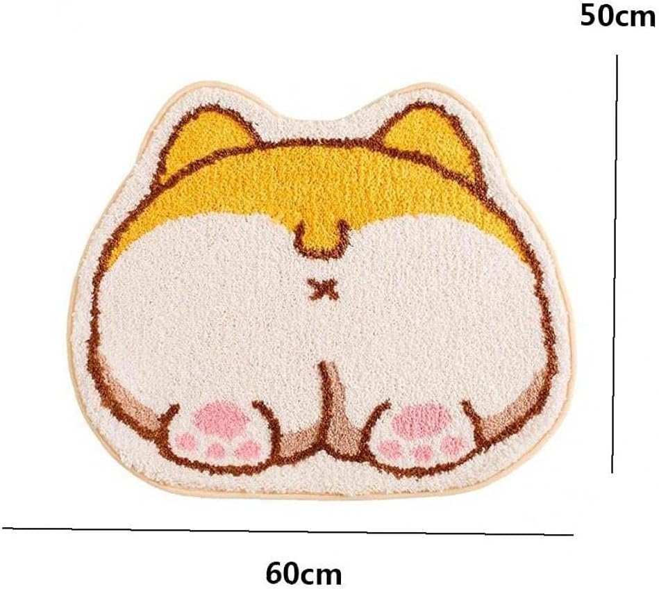 Cartoon Corgi Butt Carpets Cute Door Rugs Living Room Entrance Doormats Home Floor Mats for Bathroom Kitchen Bed Hallway, Yellow, 60x50cm