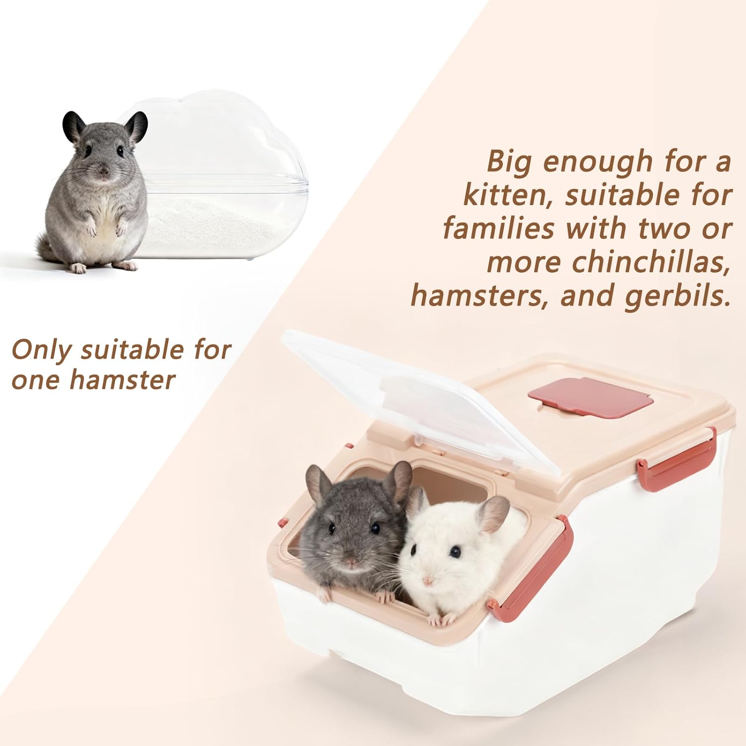 Extra Large Chinchilla Sand Bath Container Kit, Plastic Chinchilla Dust Bath House with Wash and Care Accessories, Dust Bathtub for Hamster Hedgehog Guinea Pig and Other Small Animals