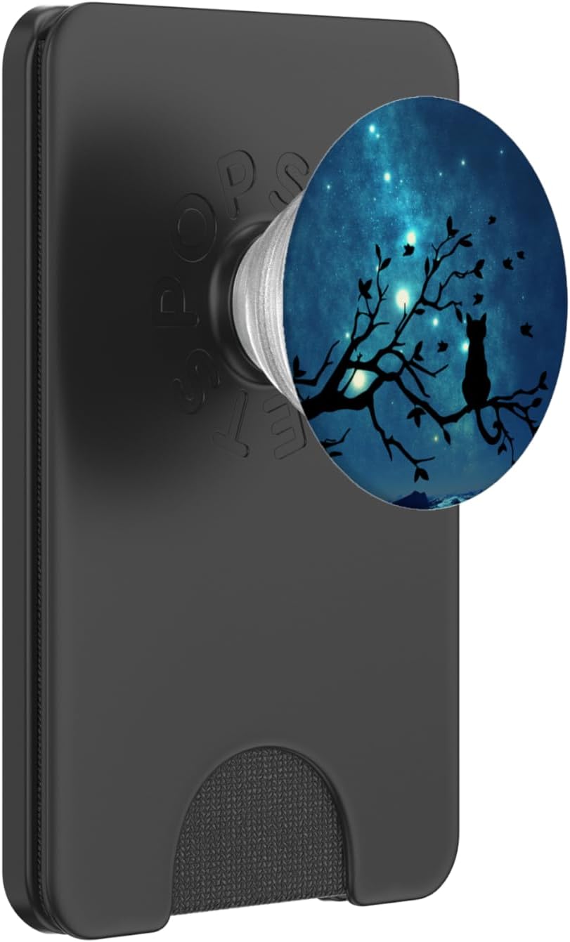 Night Cat in a Tree aurora Sky Christmas Gifts kids adults PopSockets PopGrip for MagSafe