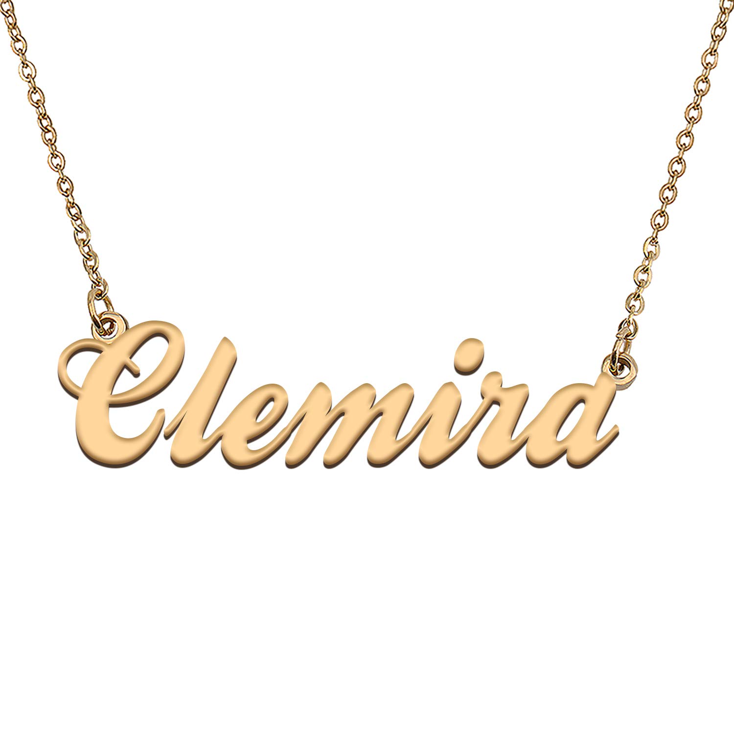 HUAN XUN Custom Personalized Gold Name Necklace in Gold Silver for Women