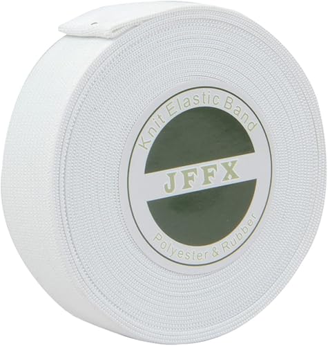JFFX Banda elástica plana blanca para costura carrete elástico de punto de alta elasticidad para pelucas pantalones cintura manualidades bricolaje