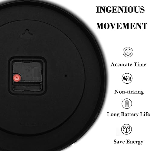 Vista 7 de Reloj de pared de matemáticas de 12 pulgadas con movimiento silencioso sin tictac, reloj de pared de cuarzo de calidad para oficina, aula, escuela