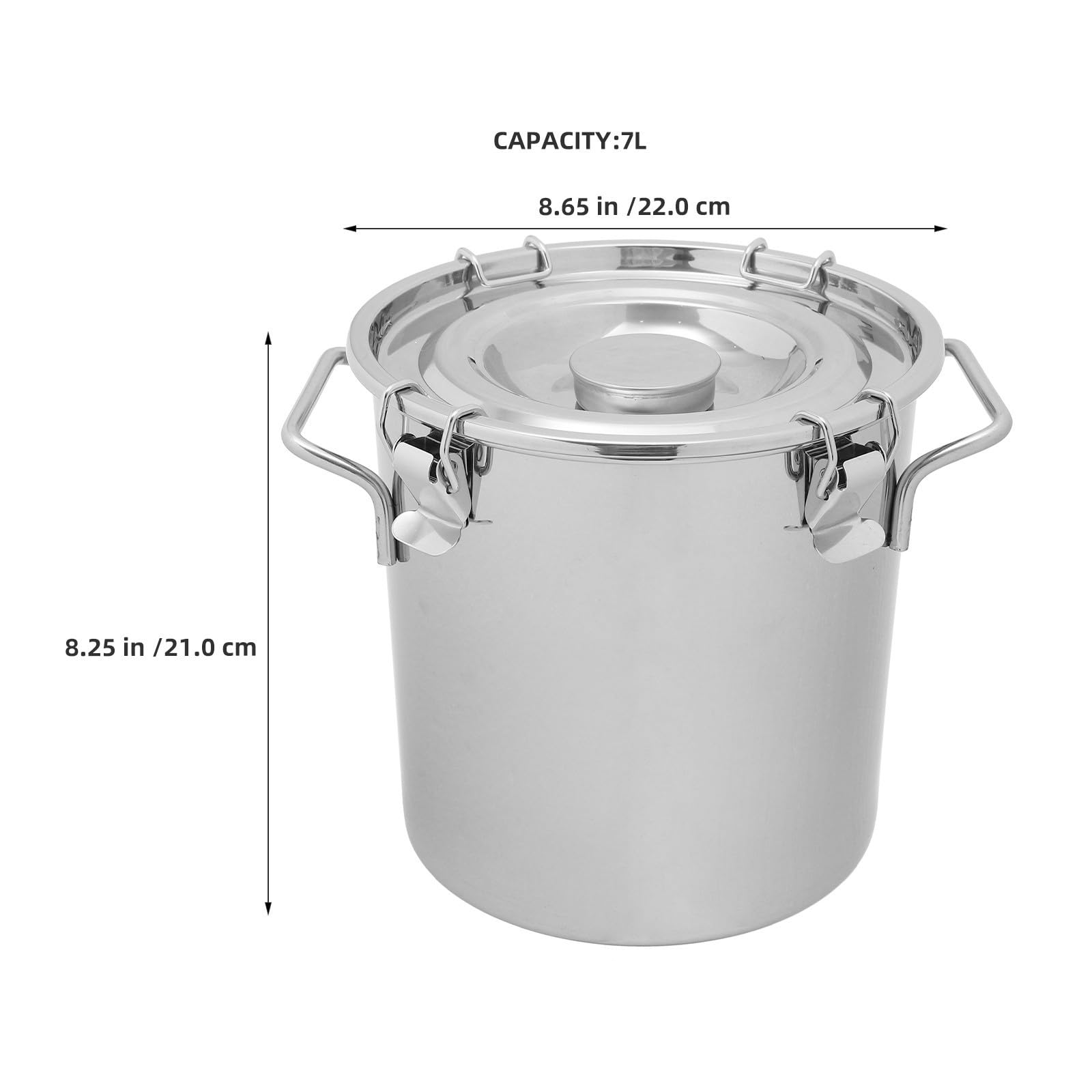 Zerodeko Seau en Acier Inoxydable 7 L Hermétique avec Couvercle à Loquet pour Stockage D'huile et Farine, Récipient Étanche pour Usage Domestique et Industriel