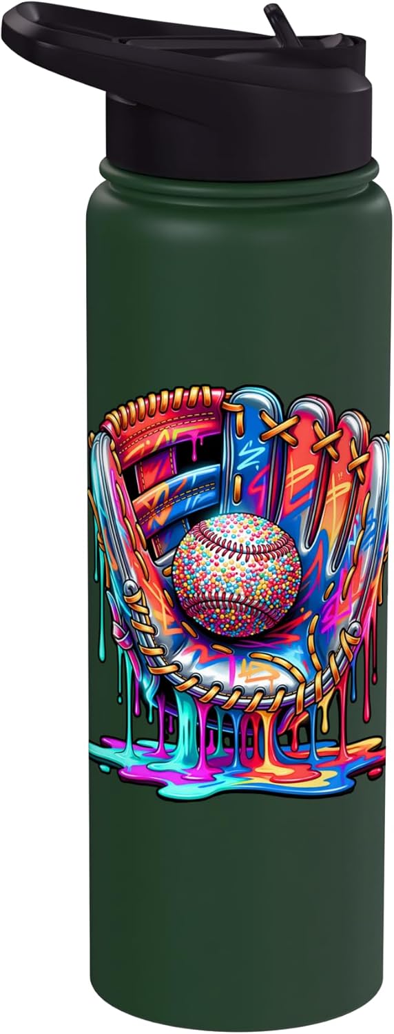 Baseball Glove Drip for Boys Ice Cream Drip Baseball Sport Stainless Steel Insulated Water Bottle