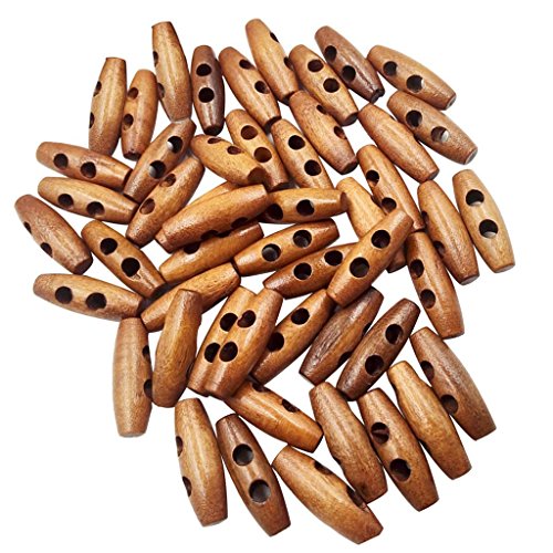 fenlan 50 botones de madera con forma de oliva, 2 agujeros, botones de costura para decoración