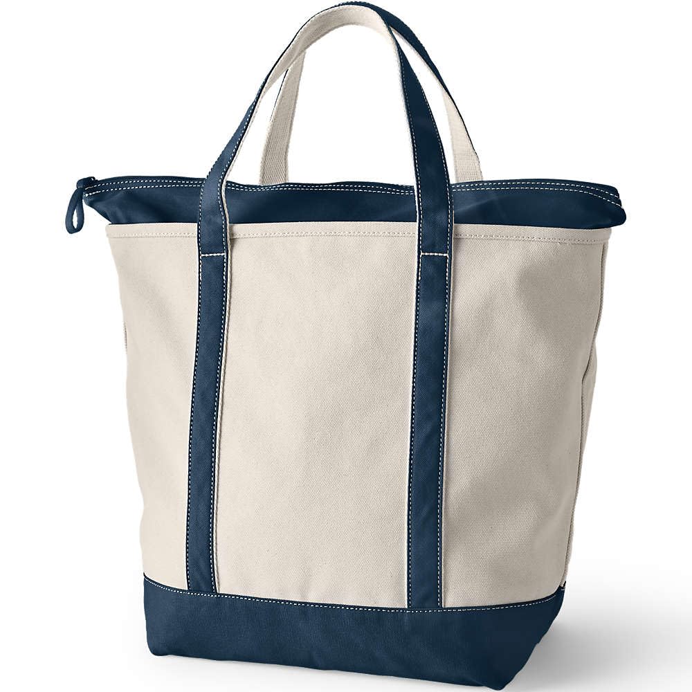 Lands' End Sac fourre-tout en toile à longue poignée zippée