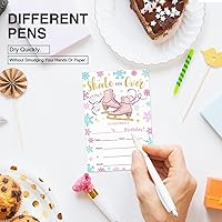 Vista 4 de EUDOSI Juego de 20 invitaciones para fiesta de cumpleaños de patinaje sobre hielo, con sobres, tarjetas de invitaciones de cumpleaños, de doble cara