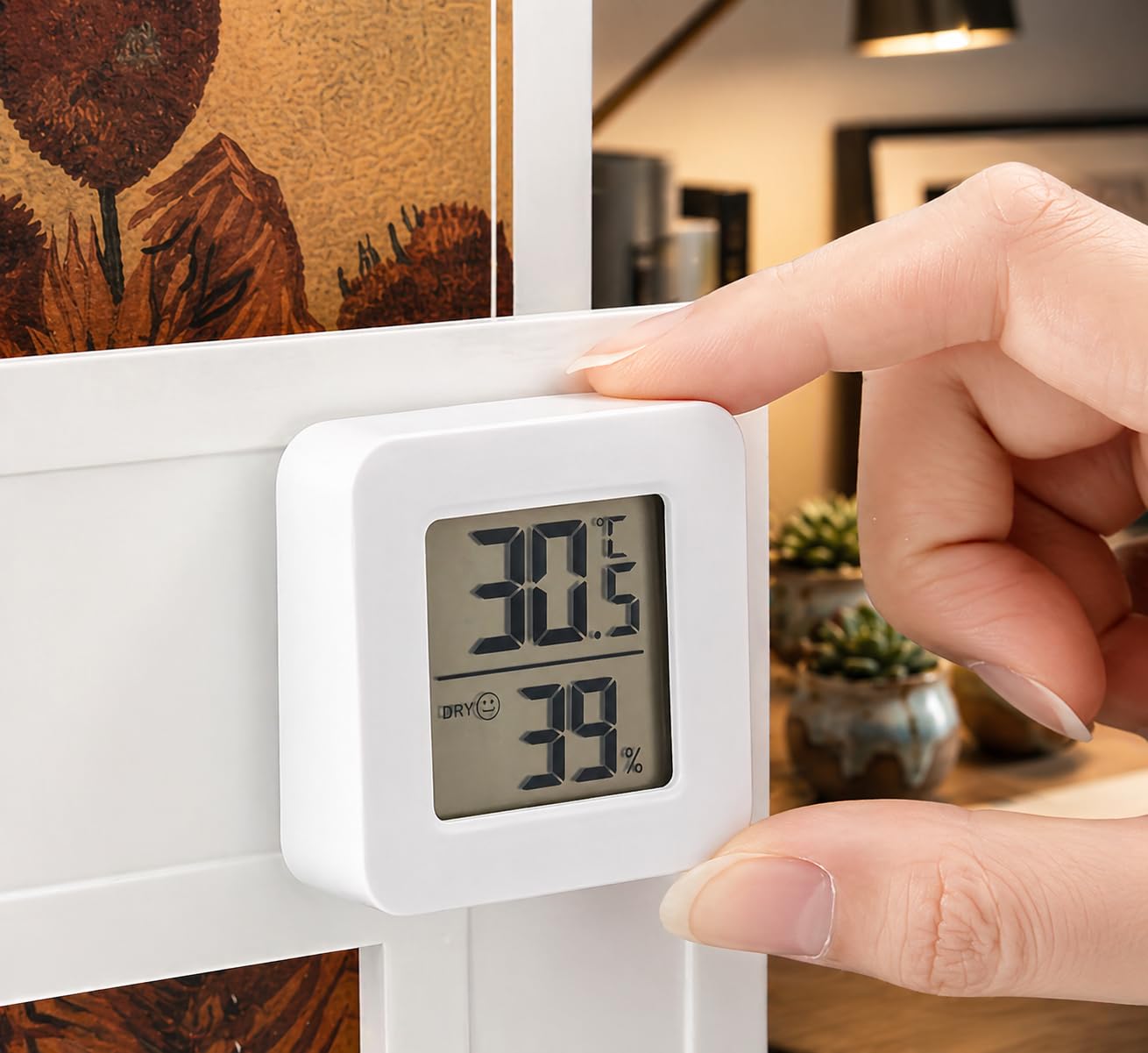 Igrometro Termometro Digitale LCD per Interni – Monitor Temperatura e Umidità, Alta Precisione, Ideale per Casa, Ufficio, Serra e Stanza, Colore Bianco