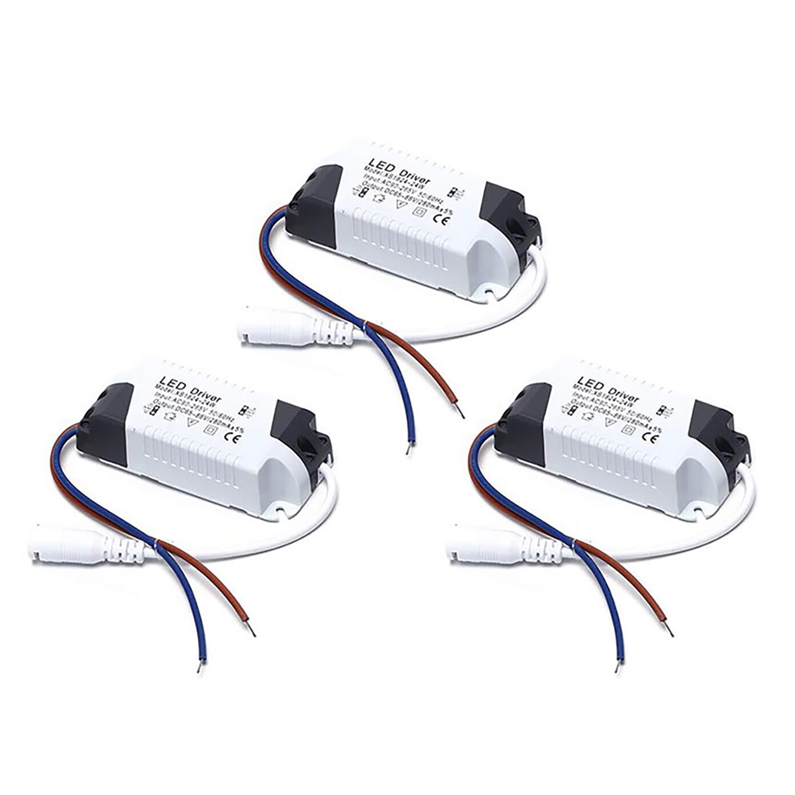 18-24W Waterproof LED Driver AC 90-265V to DC65-86V Low Voltage Output Adapter for LED Strip Lights, 3PCS