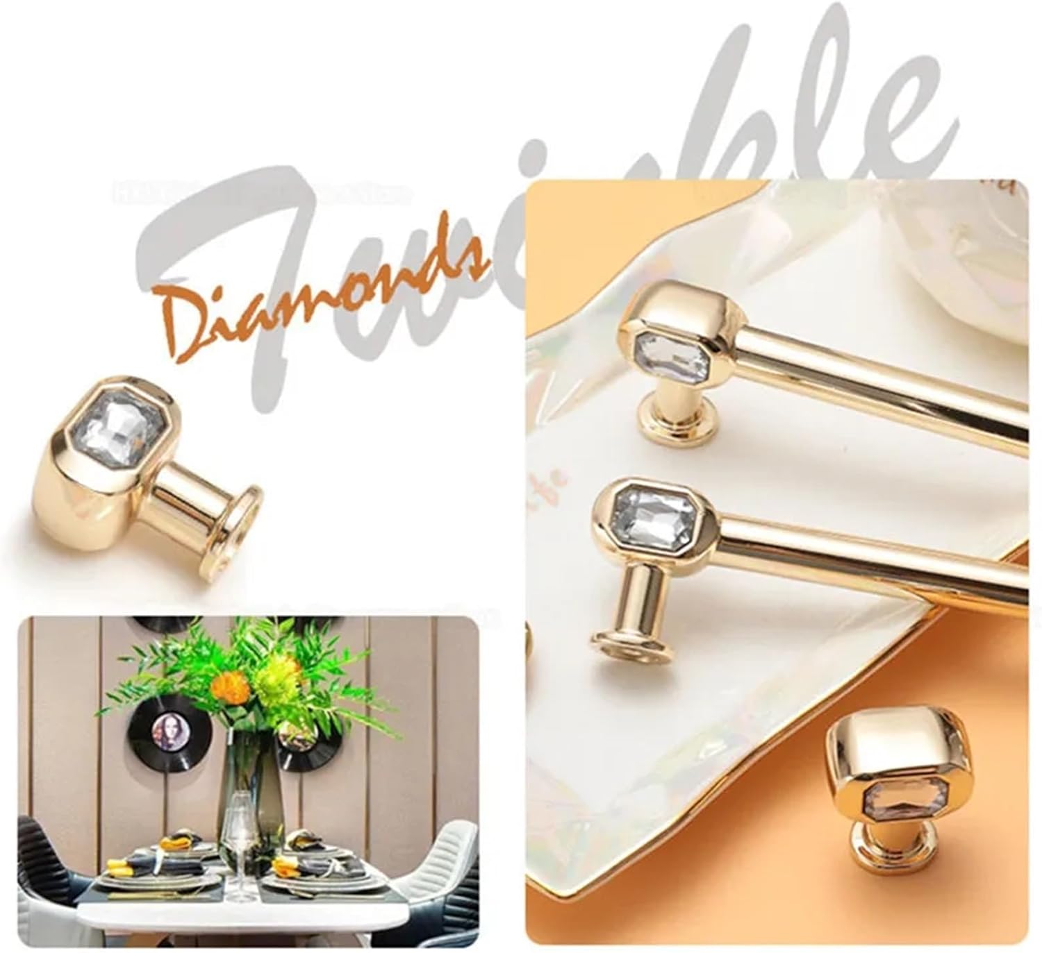 Zinc Alloy Pearl Gold Cabinet Knobs Kitchen Door Handles Drawer Cupboard Door Handle Cabinet Handles for Furniture Hardware 1Pcs (Color : 128mm)