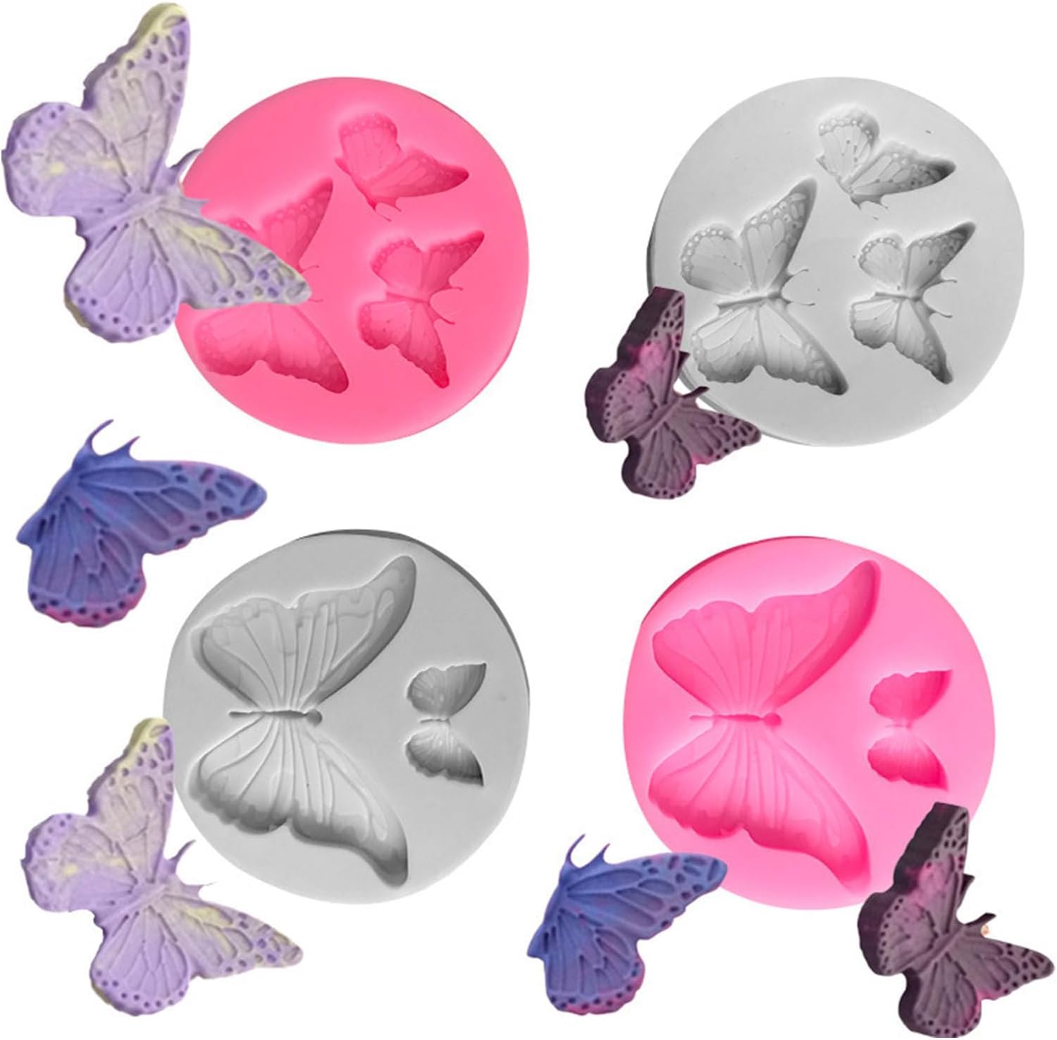4 Piece Butterfly Silicone Baking Set for Cake Chocolate Fondant Decorations Flexible Design Nonstick Silicone Baking Accessories