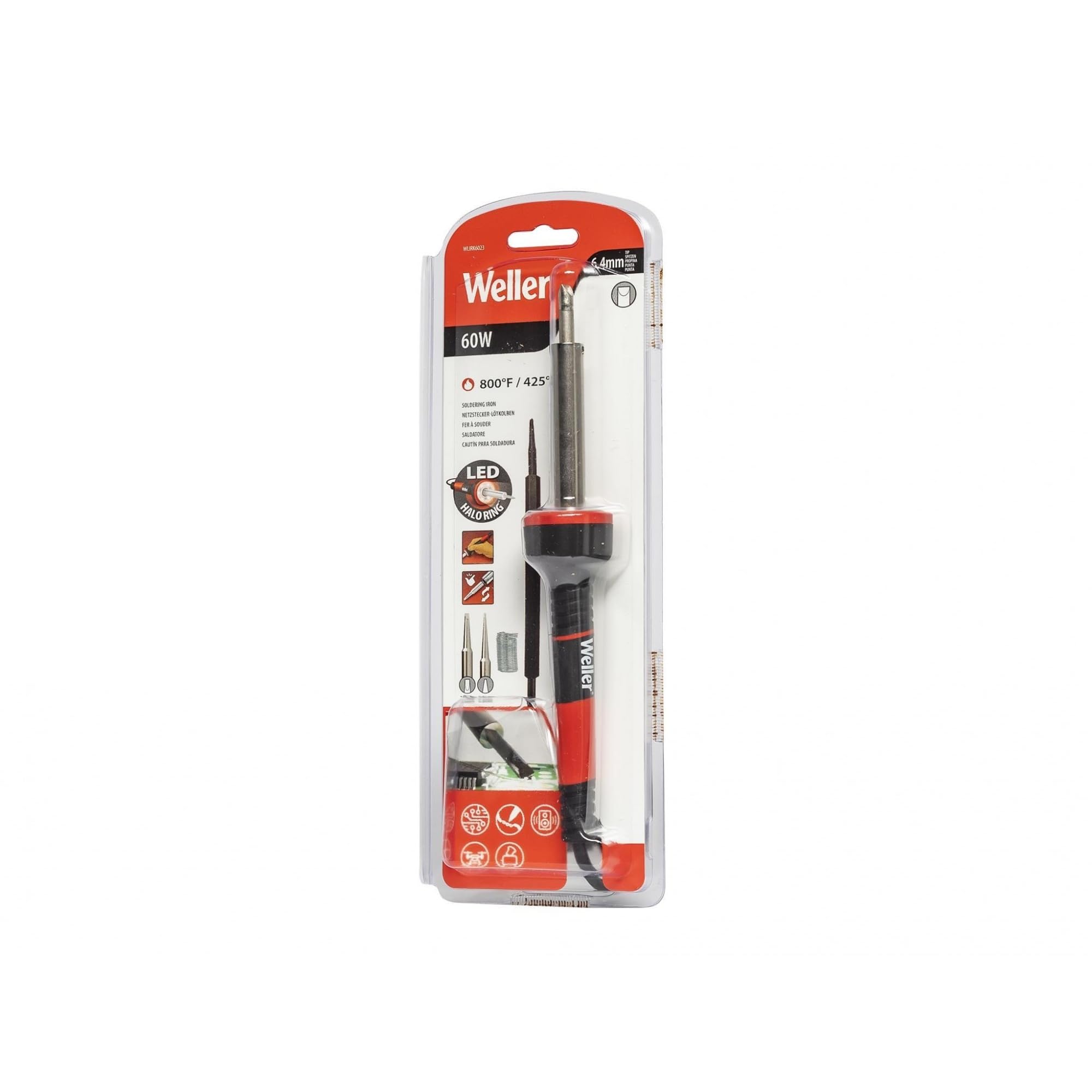 Weller WLIRK6023G - Kit de soldador de 60 W, anillo de halo LED, con mango ergonómico moldeado para lápiz