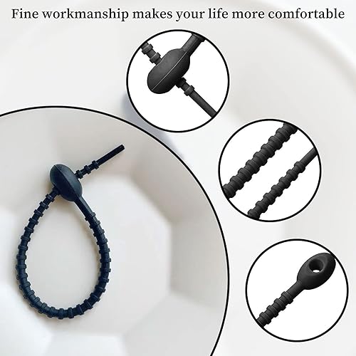 Miniatura 3 de Bridas de silicona reutilizables  Organizador de cordones de silicona con diseño ajustable de goma para agrupar cables, cable flexible, sostener