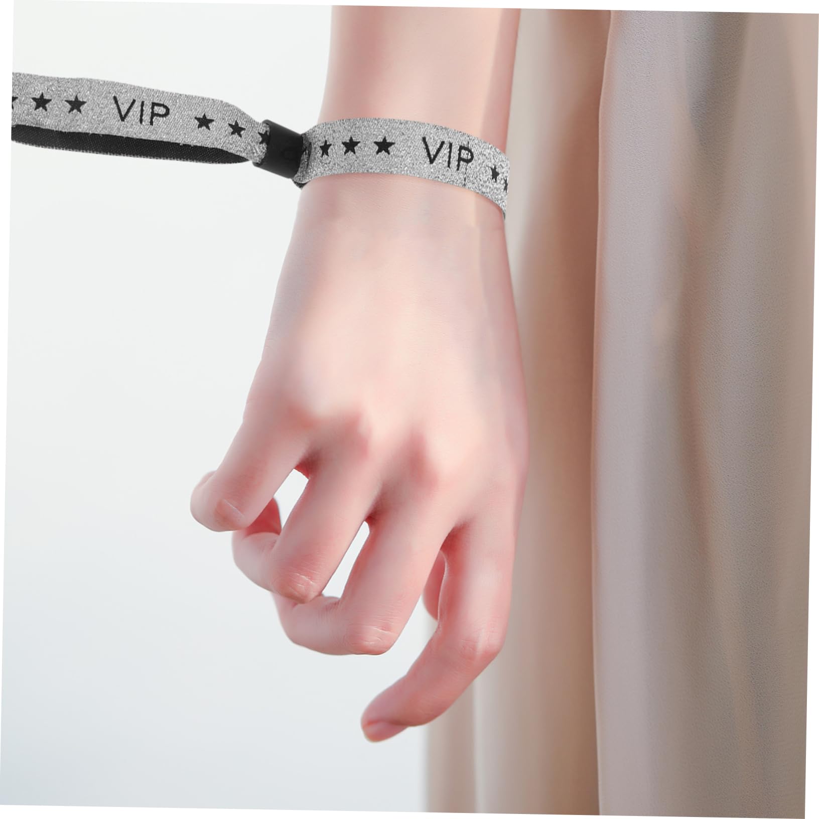 Bracelet en Tissus Personnalisable Vip 100pcs Polyester Argenté