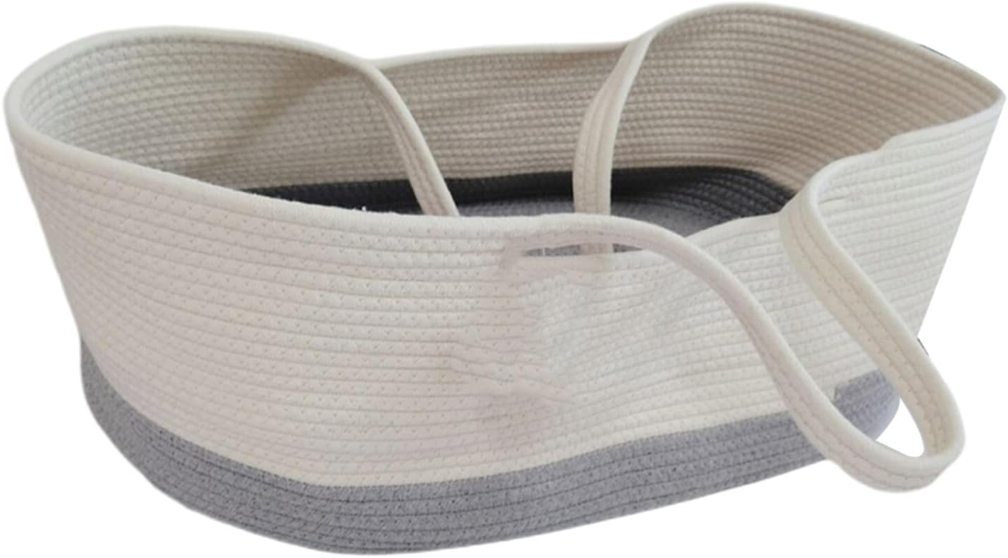 Cotton Rope Woven Kids Carrying Basket Portable Newborn Bed Out Sleeping Basket Fence Infant Photo Storage Basket