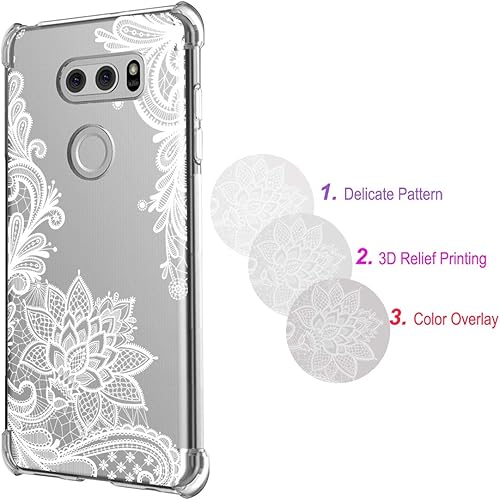 Miniatura 4 de Funda para LG V30, para LGV30s/V30Plus/V35/V35 ThinQ 2017 lanzamiento a prueba de golpes transparente floral suave flexible TPU delgada cubierta de
