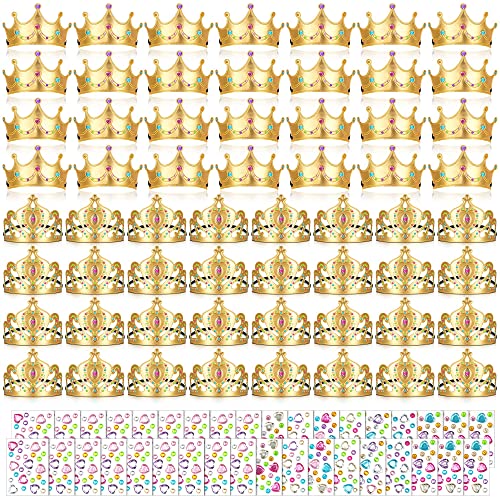 Sotiff 150 Pieces Foam Crowns Set for Kids Princess Tiaras Crowns Making Kits 90 Pcs Foam Princess Crowns and 60 Sheets Crystal Diamond Sticker for Kids' Party Supplies Decoration
