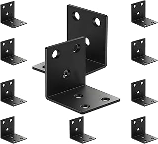 10 Stück 50x50x50mm L-Winkelverbinder mit Schlitzen, 2 mm starke schwarze Edelstahl-Winkel für Holzmöbel & Konstruktionen – Schwerlast-Metallwinkel 90 Grad, robuste Winkeleisen für Holzverbindungen