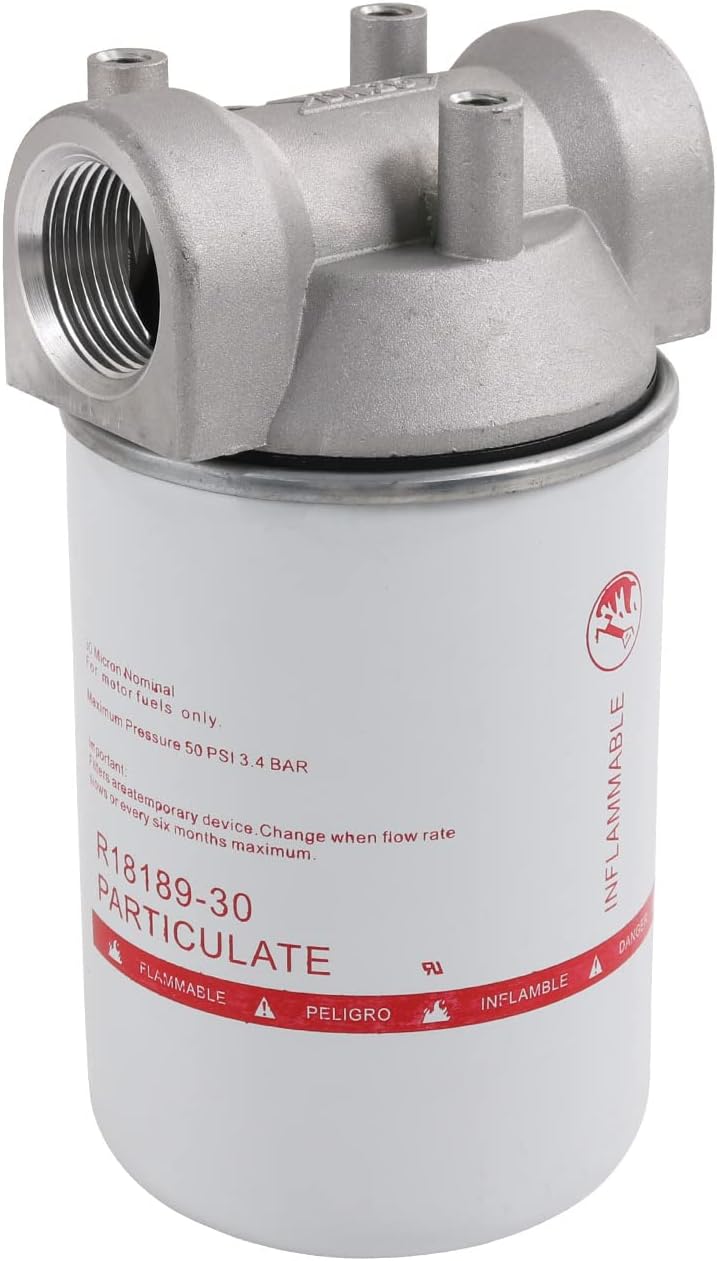 DICMIC High Flow Fuel Filter, 1” NPT 30 Micron Spin-on Cartridge Style for Mobile and Stationary Fuel Pump Tank Boat