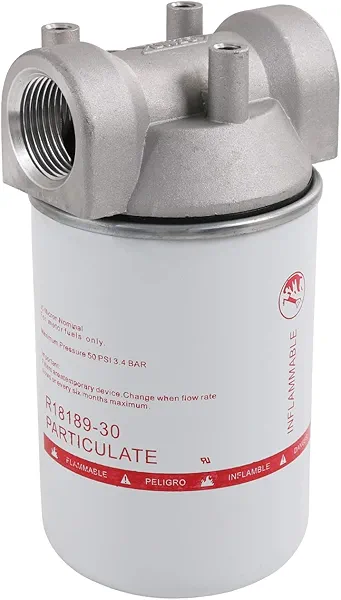 DICMIC High Flow Fuel Filter, 1” NPT 30 Micron Spin-on Cartridge Style for Mobile and Stationary Fuel Pump Tank Boat