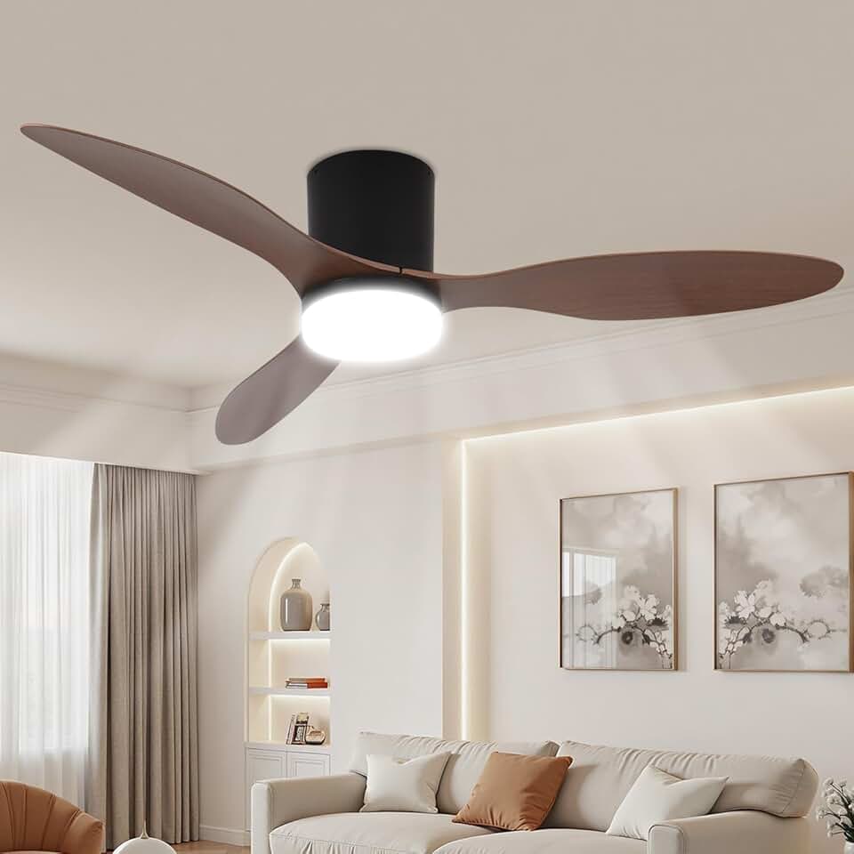 Luminária Ventilador de Teto, 3 Pás Reversíveis, Silencioso 35dB, Ventilador de Teto com Controle Remoto, 30W, 3 Cores de Luz Ajustáveis, Dimerização Contínua (110-220V)