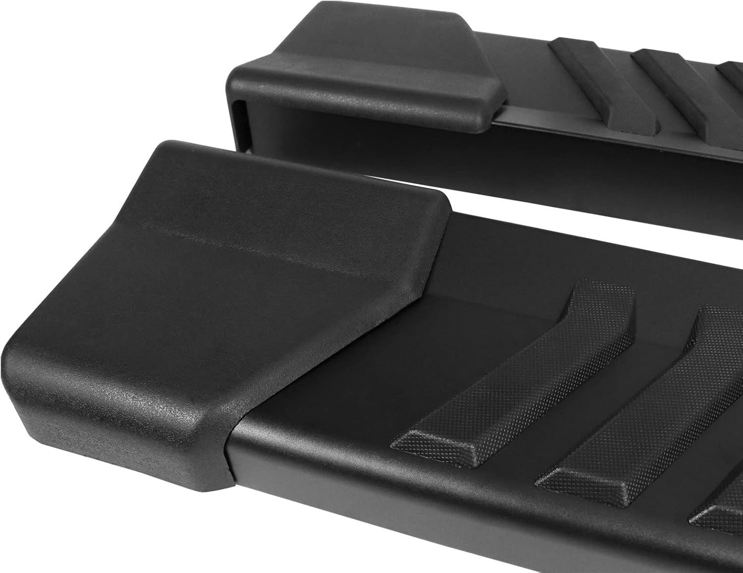 IKON MOTORSPORTS, Running Boards Compatible with 2015-2022 Ford F150 Super Cab, V Style Black Steel Side Step Bar Nerf Bar