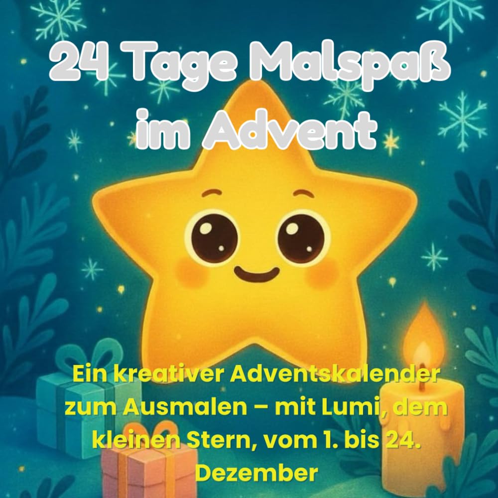 24 Tage Malspaß im Advent: Ein kreativer Adventskalender zum Ausmalen – mit Lumi, dem kleinen Stern, vom 1. bis 24. Dezember