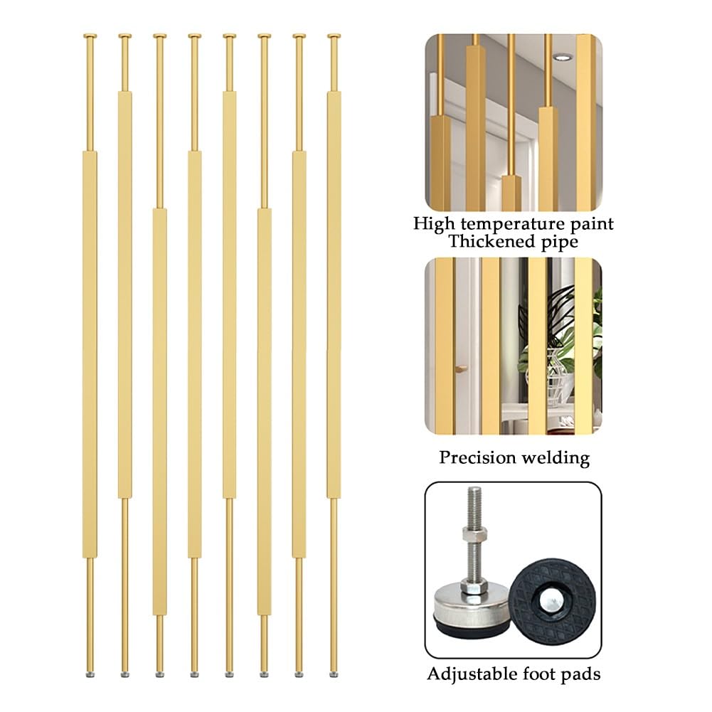 Separador de ambientes no permanente para espacios interiores, dorado, 130 cm, panel de división de suelo a techo, ideal para restaurantes, oficinas y entradas, decoración elegante de columnas