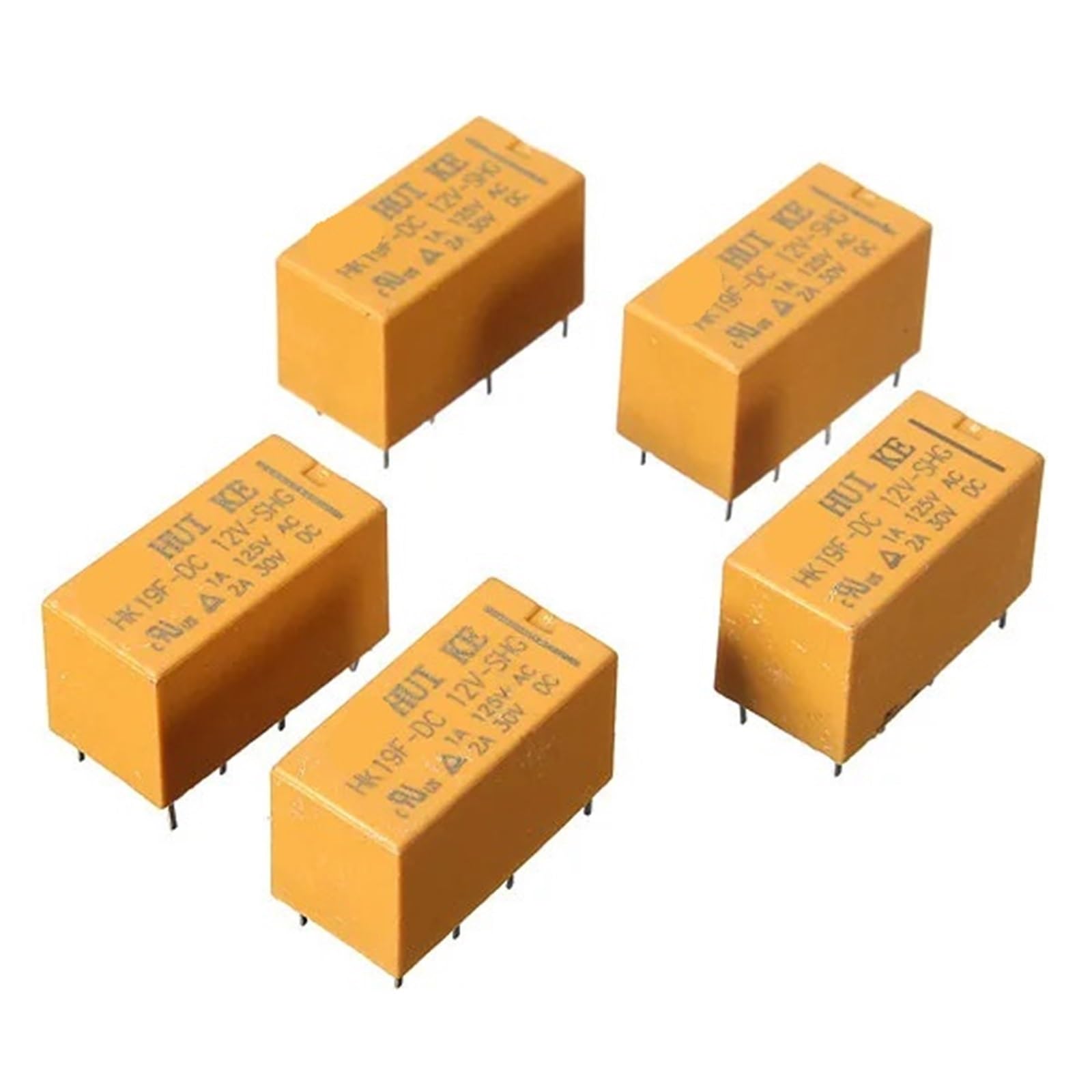 YLQUXEUV 10Pcs/lot For DC 12V SHG Coil DPDT 8 Pin 2NO 2NC Power Relays PCB Type HUI KE HK19F HK19F-DC12V-SHG