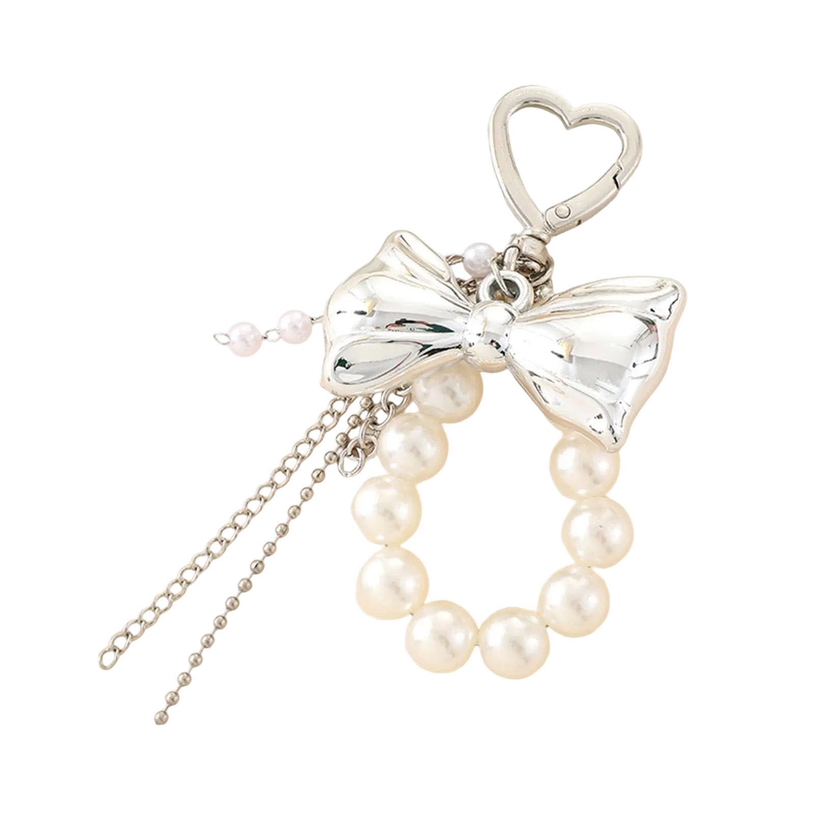 Xjdzineq Bows Keychain Charm Wallet Bag Purse Keyring Pendant Aesthetic Keychains Car Keyring Accessories Pearls Bows Keychain