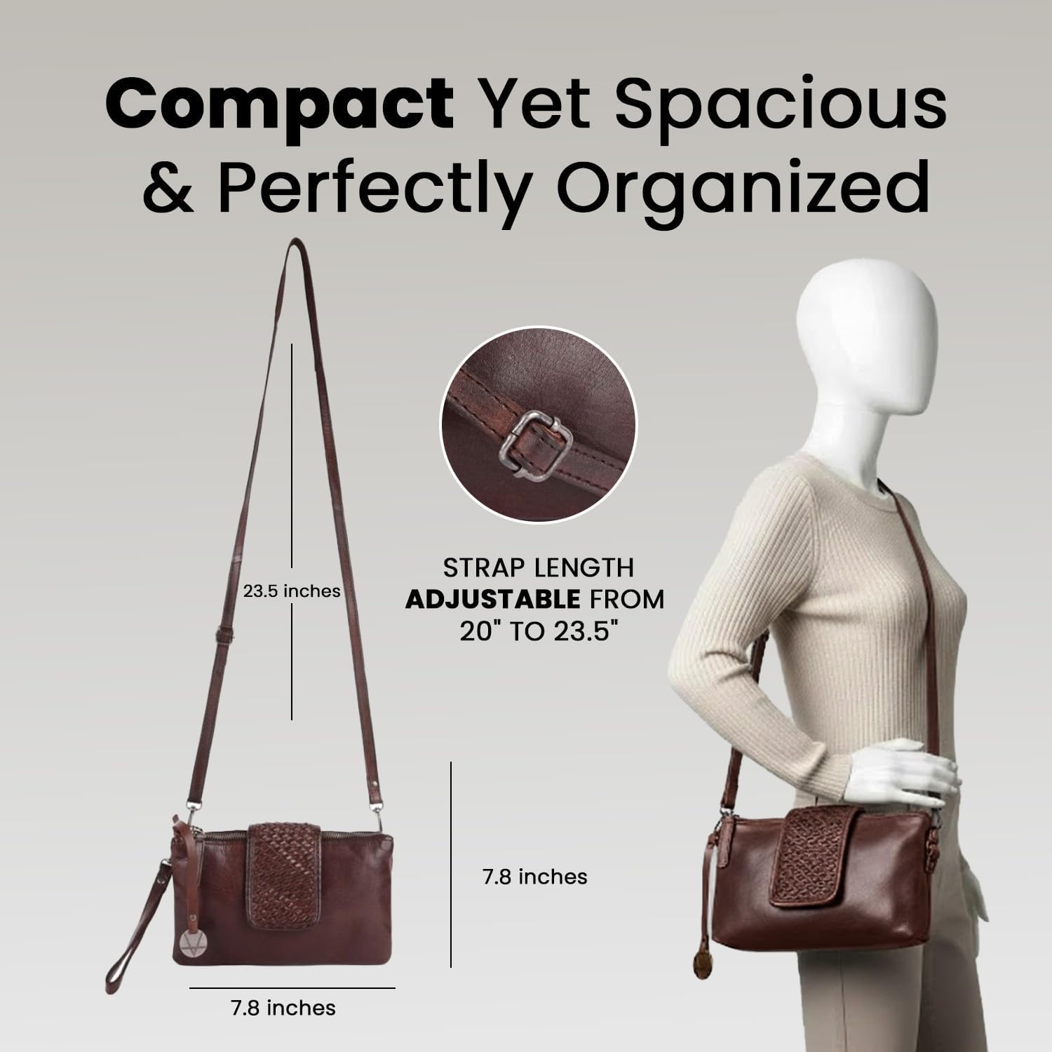 Genuine Leather Crossbody Sling Bag for Women - Trendy Casual Office Bag with Adjustable Strap - Image 3