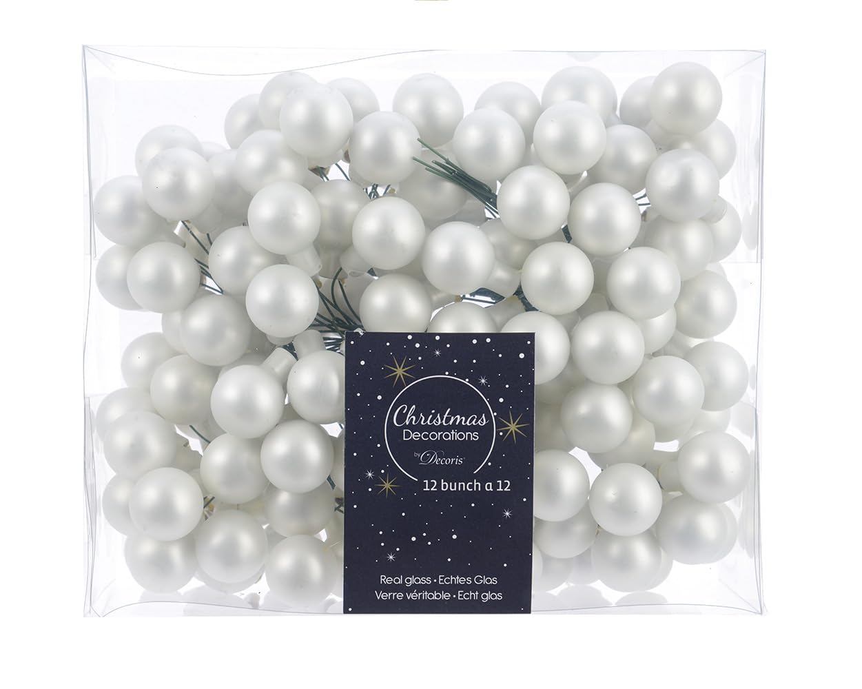 Décorations de Noël en verre blanc Kaemingk 710490 pour illuminer votre sapin festif
