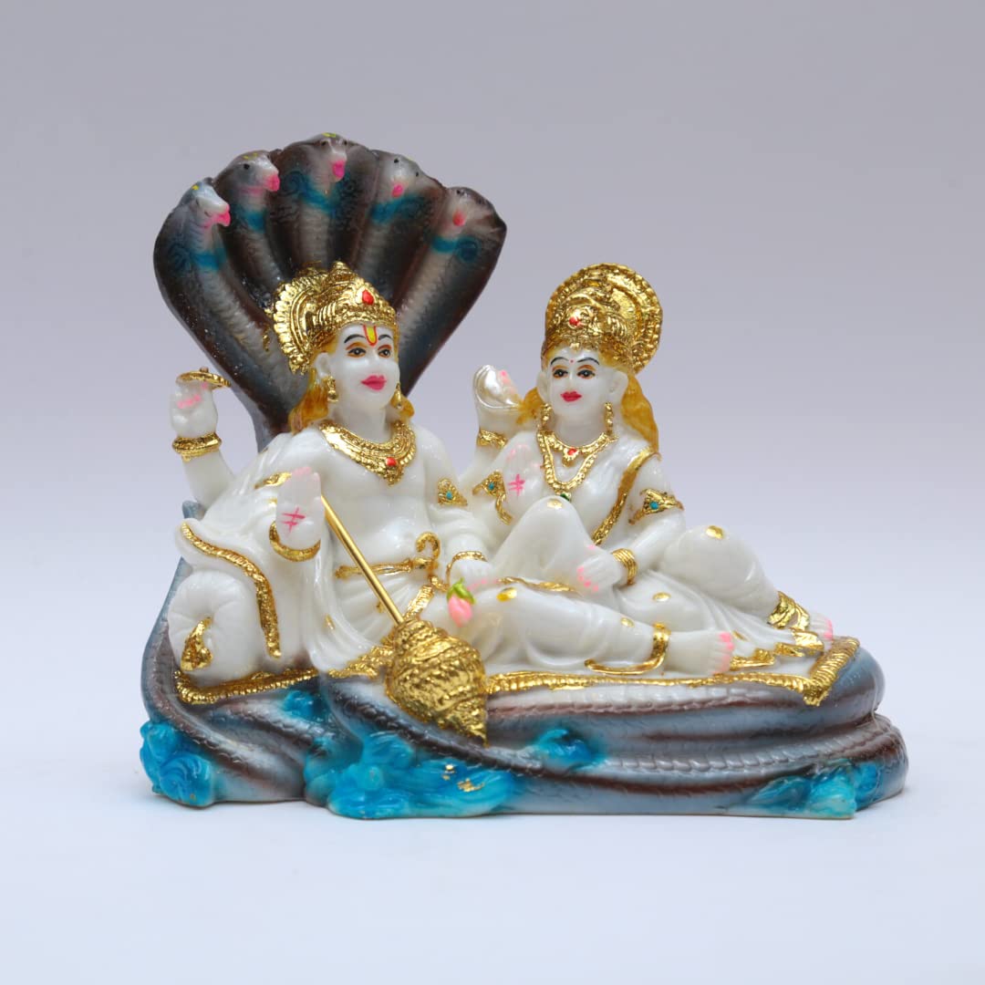 Buy S patnaik Gold Plated Vishnu Laxmi Murti Marble for Pooja Ghar