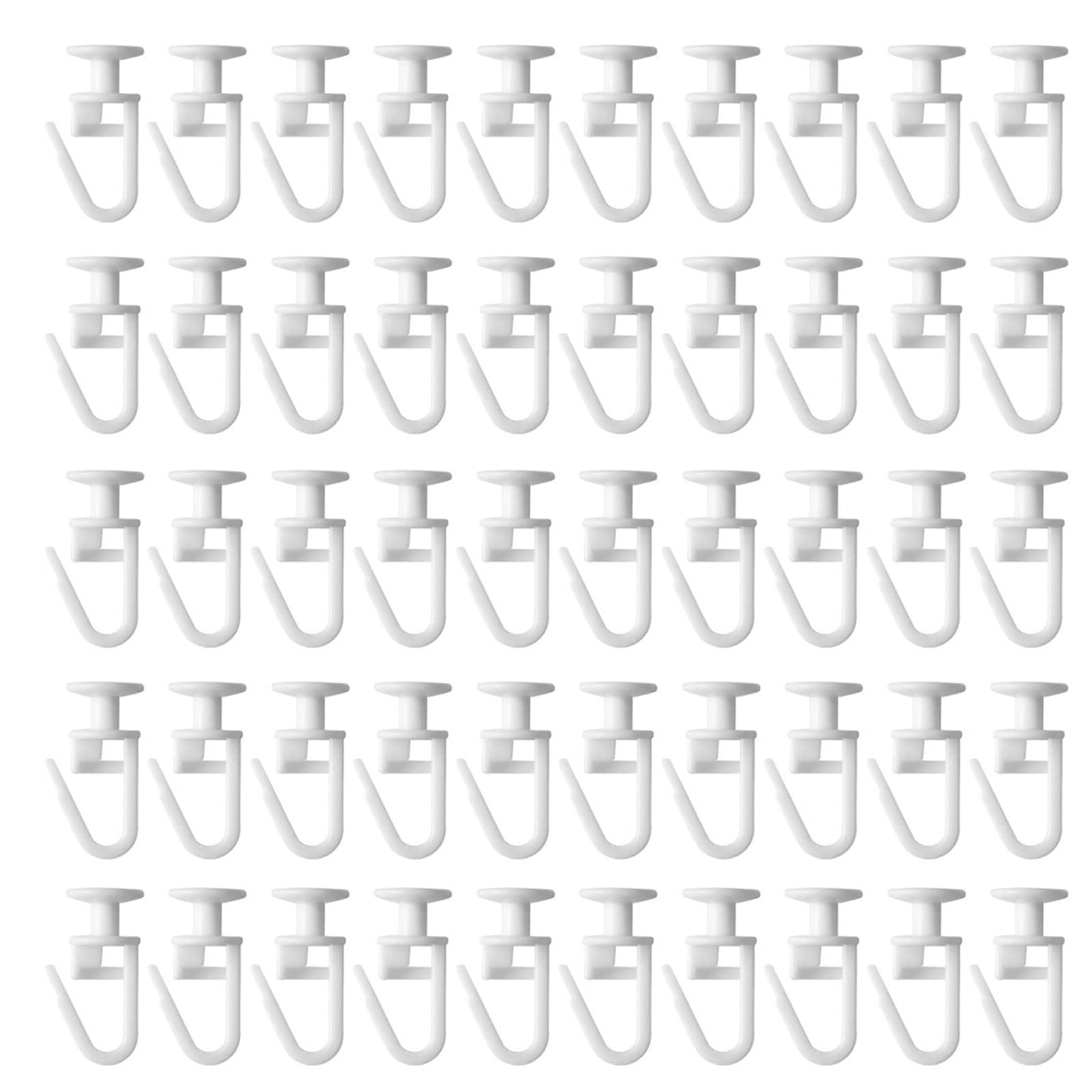 Maxtonser Pack of 50 PVC Curtain Track Gliders Hook Window Curtain Hanging Sliders Hook for Quiet and Efficient Curtain Movement