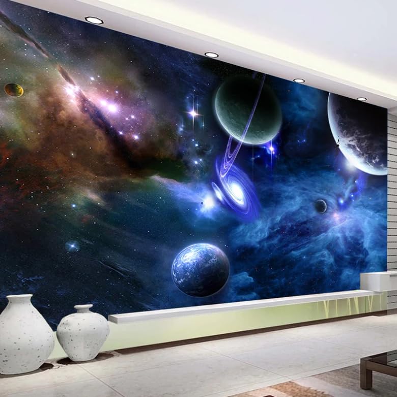 Papier peint univers panoramique pour décoration murale de nuit