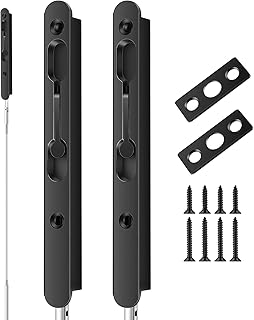 Blulu 2 Pcs 18 Inch Extended Flip Lever Flush Bolt for Double Door, Extra Long Heavy Duty French Door Locks Hardware (Black)