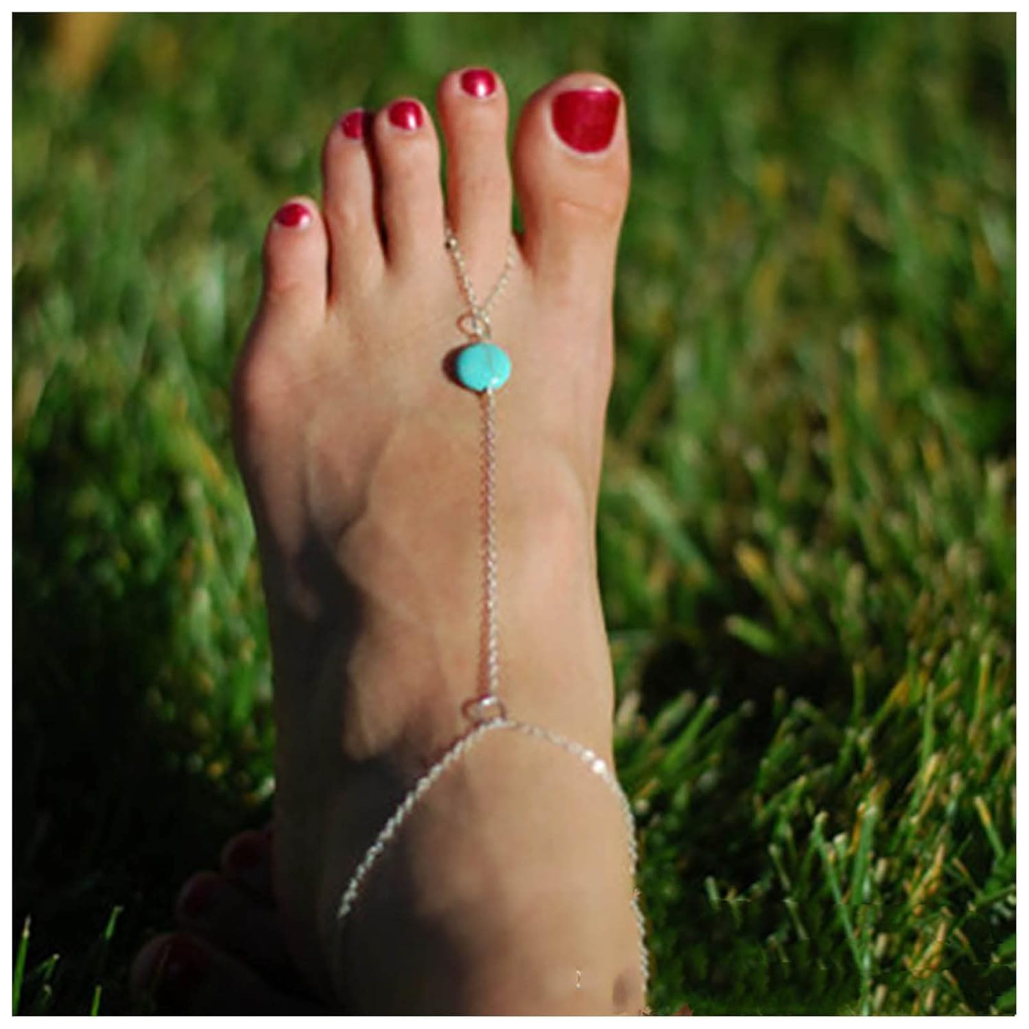 Sttiafay Boho Turquoise Barefoot Sandals Chain Anklet