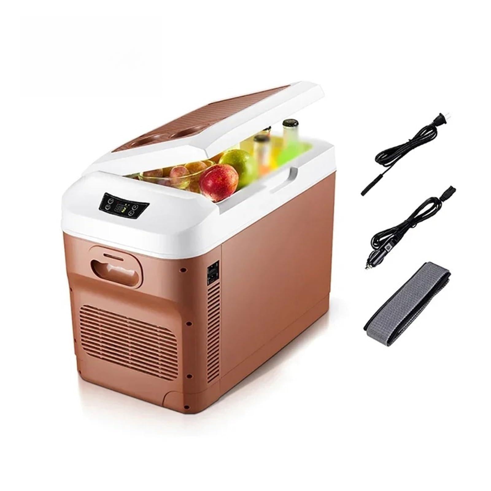 Refrigerador automático de 15-20 litros, Ideal for el hogar y el Coche, con Pantalla Digital, Ideal for Acampar al Aire Libre y picnics.(Brown 15L-EU-220V)