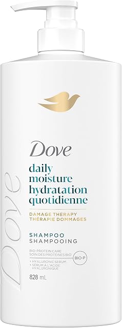 Shampoing Dove Daily Moisture pour cheveux secs, avec soin bio-protéine liquide et sérum hyaluronique, 828 ml