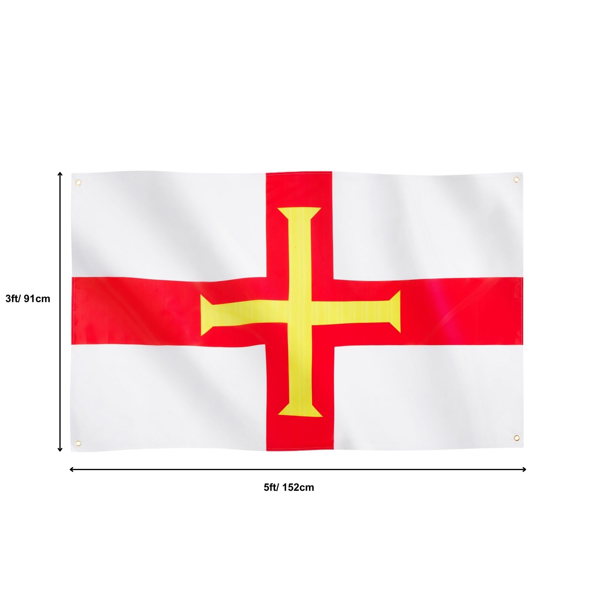 Runesol Guernsey Flag, 91x152cm, 3ft x 5ft, 4 Grommets, Eyelet In Every Corner, National Flag, St George Cross, Premium Flags - Image 2