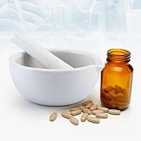 Vista 8 de 4E's USA Juego de mortero y mortero - Molinillo de hierbas de porcelana de 6.3 pulgadas para cocina o laboratorio, superficie de molienda sin