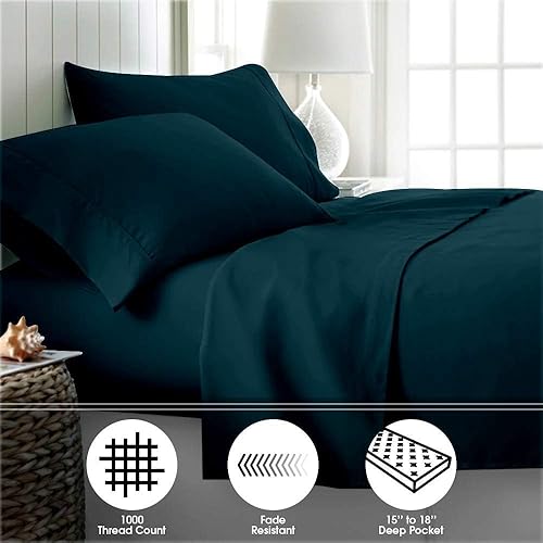 Miniatura 2 de CharlottelyHues Juego de sábanas color verde azulado tamaño King de 800 hilos, algodón egipcio súper suave, 4 piezas con bolsillo profundo, clase de