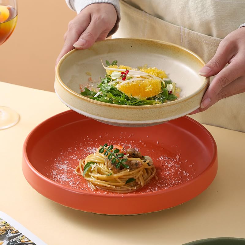 Japanischer Teller aus Steingut, 25,9 cm, für Frühstück, Nudelsalat, elegantes Design, perfekt für Zuhause oder Restaurant, schwarzes Finish