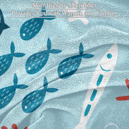 Couverture microfibre chaude jeté de canapé poisson pieuvre pour soirée cocooning