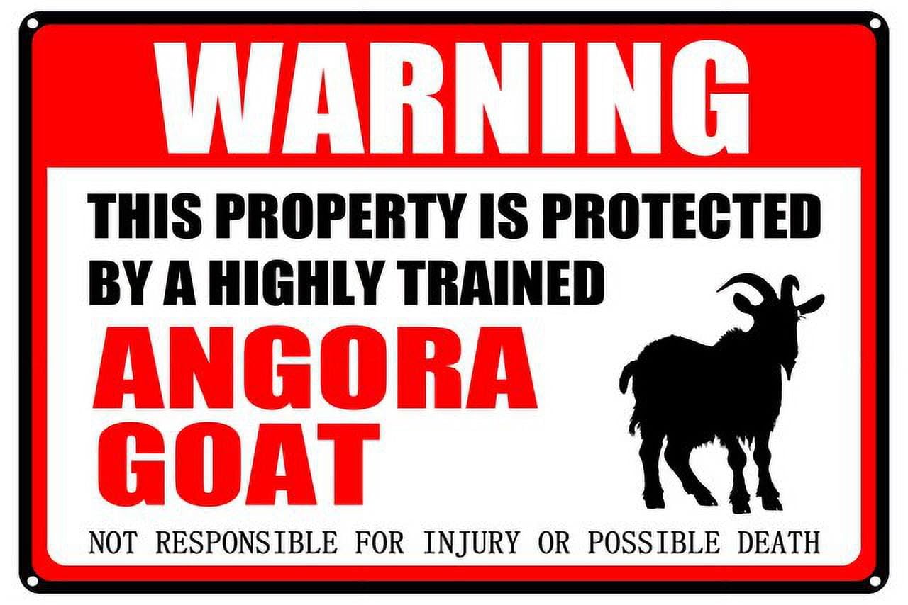 peiyeety Angora Goat Warning Aluminum Metal Sign Pet Gift,This Property is Protected by Highly Trained Sign 12x16 Inches